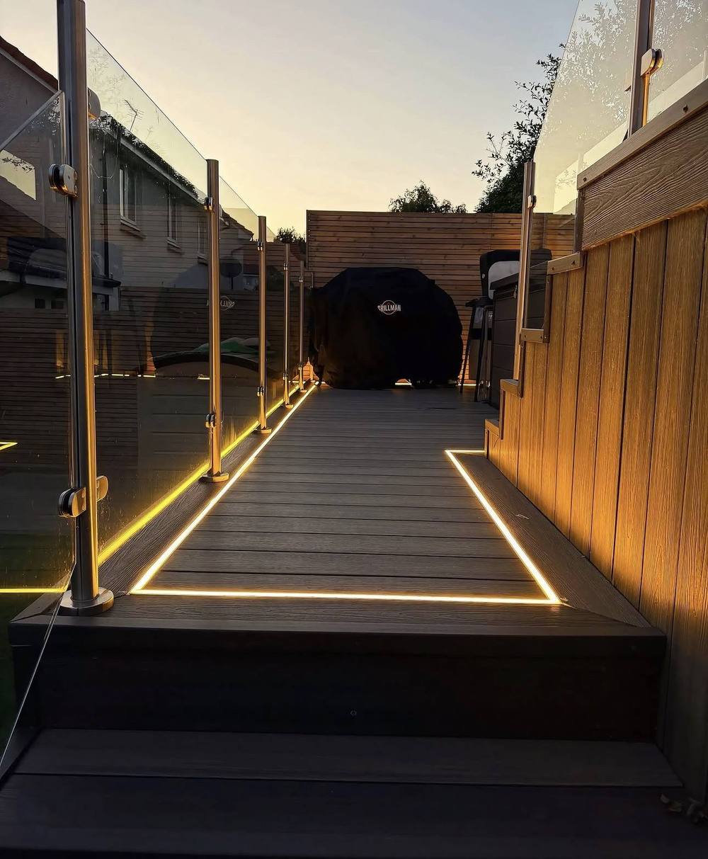 Decking LED lighting — Recessed strip, garden renovation