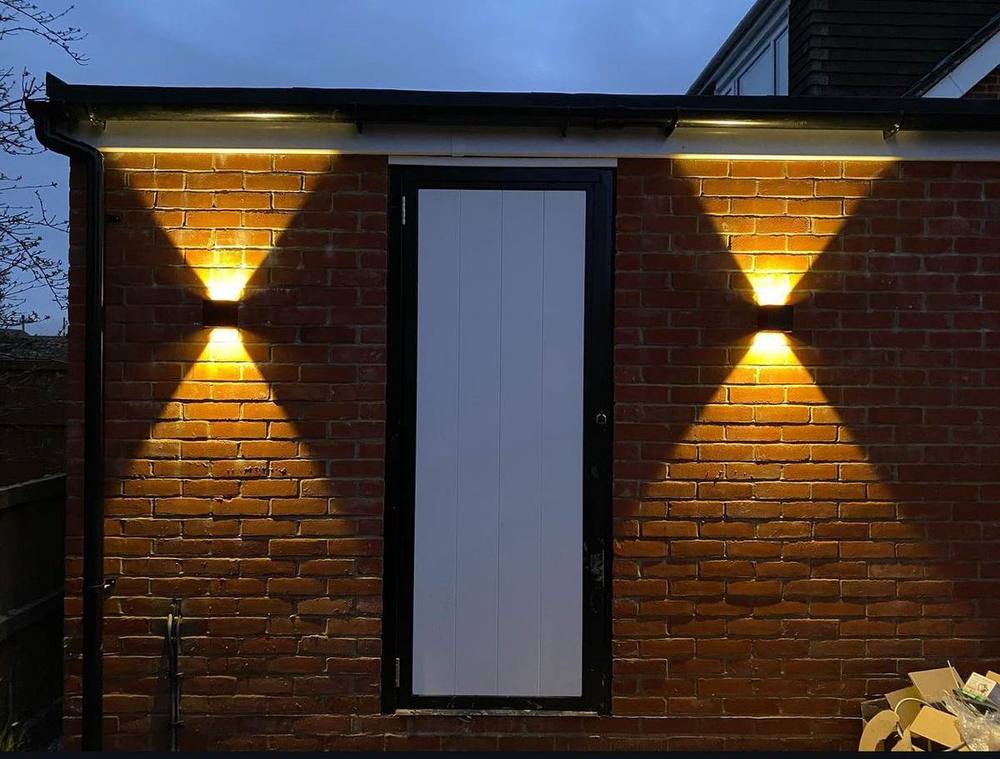 Exterior wall lights — Rear extension