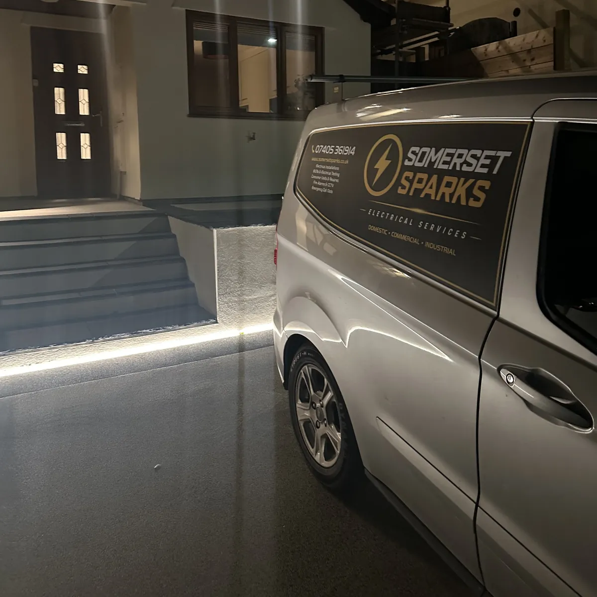 Wall-base LED strip — Steps and retaining wall, Wedmore